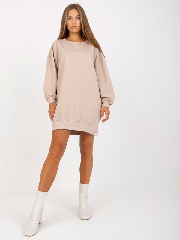 Fashionhunters Basic beige long-sleeved tunic RUE PARIS