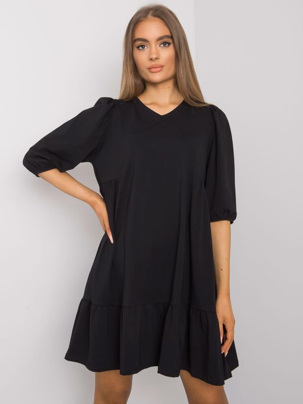 Fashionhunters Basic black dress with frills