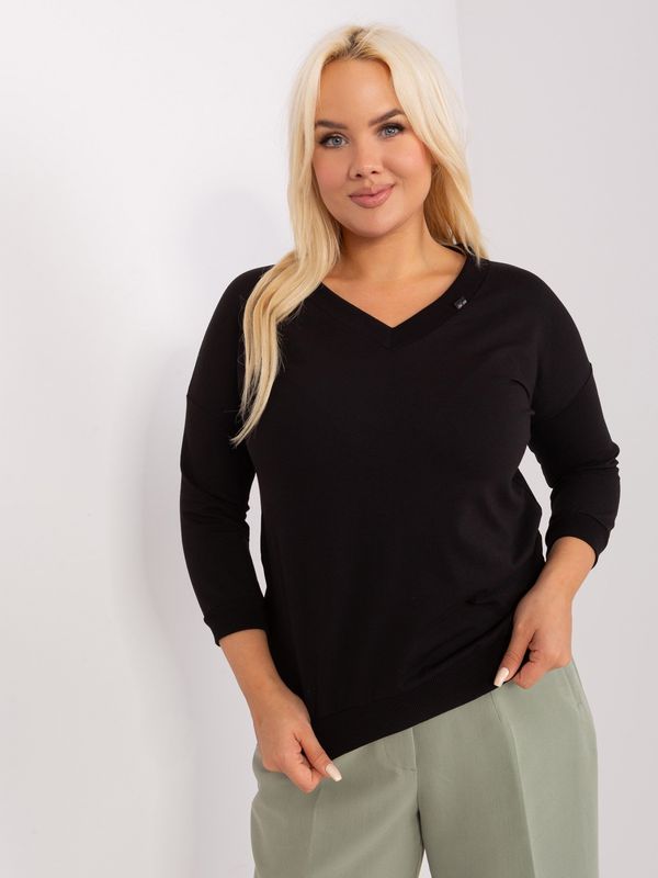 Fashionhunters Basic Black Size Cotton Blouse