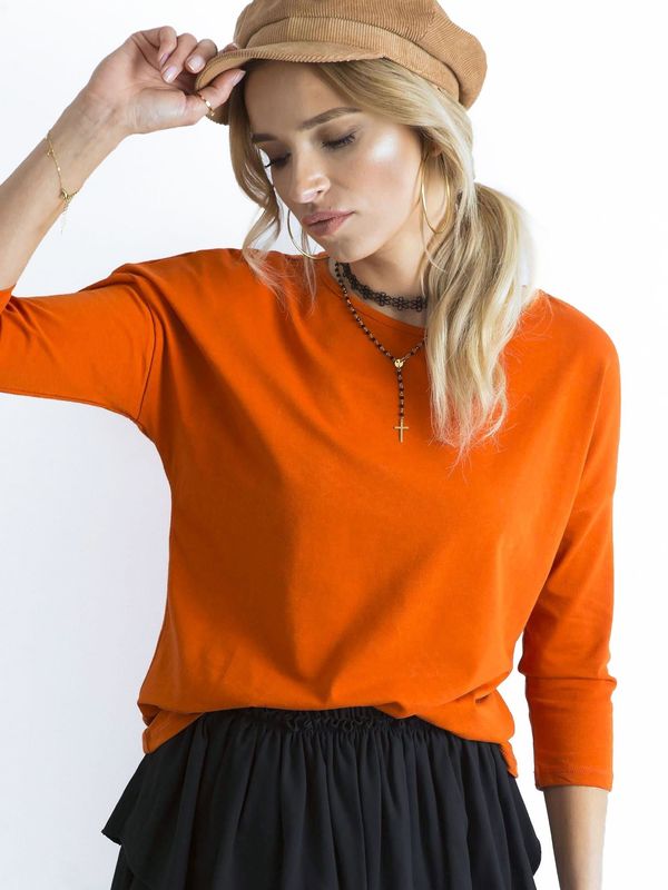 Fashionhunters Basic blouse with 3/4 sleeves, dark orange