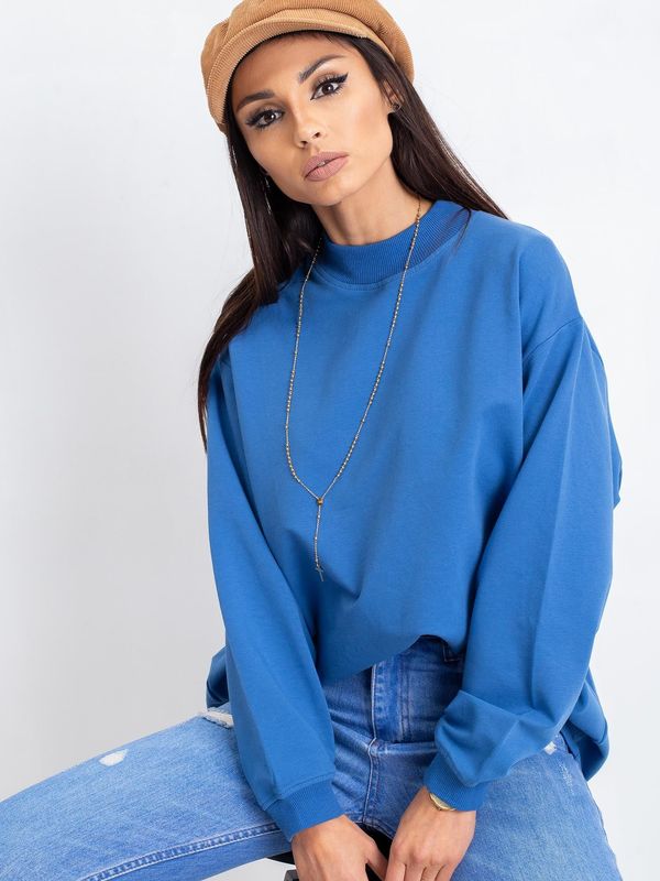 Fashionhunters Basic blue cotton sweatshirt