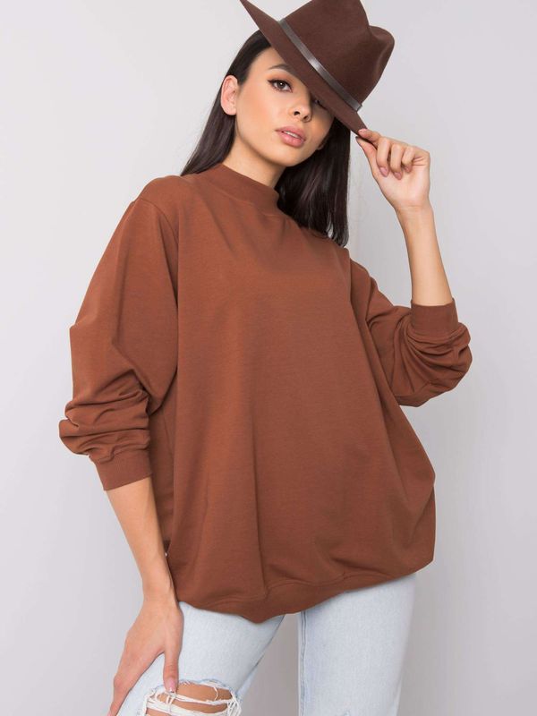 Fashionhunters Basic brown cotton sweatshirt