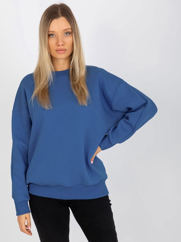 Fashionhunters Basic dark blue oversize sweatshirt