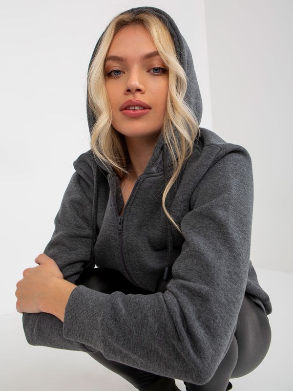 Fashionhunters Basic dark grey RUE PARIS hoodie