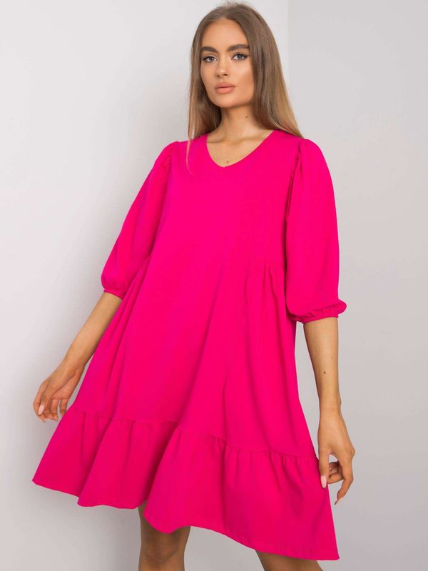 Fashionhunters Basic fuchsia dress with ruffles