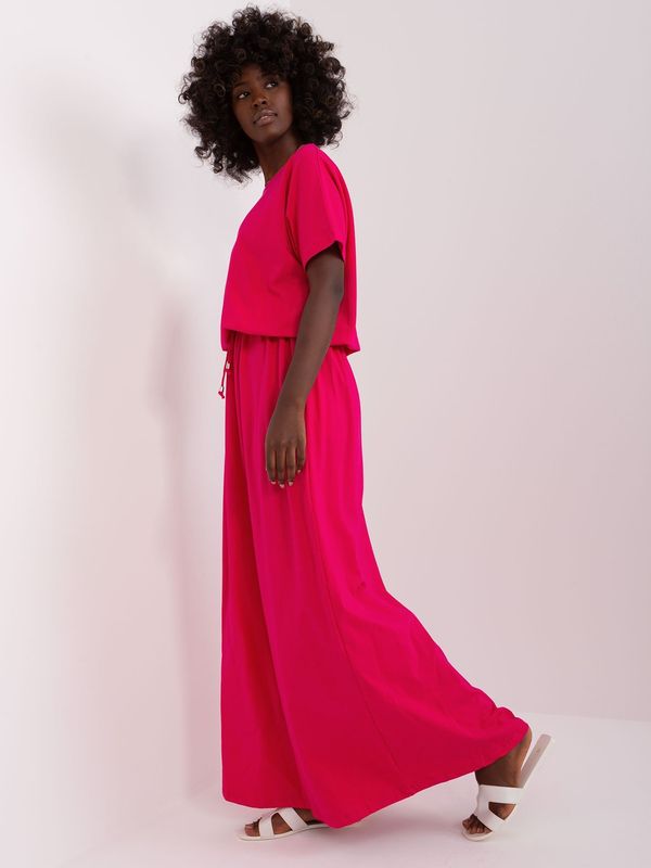 Fashionhunters Basic fuchsia dress with short sleeves