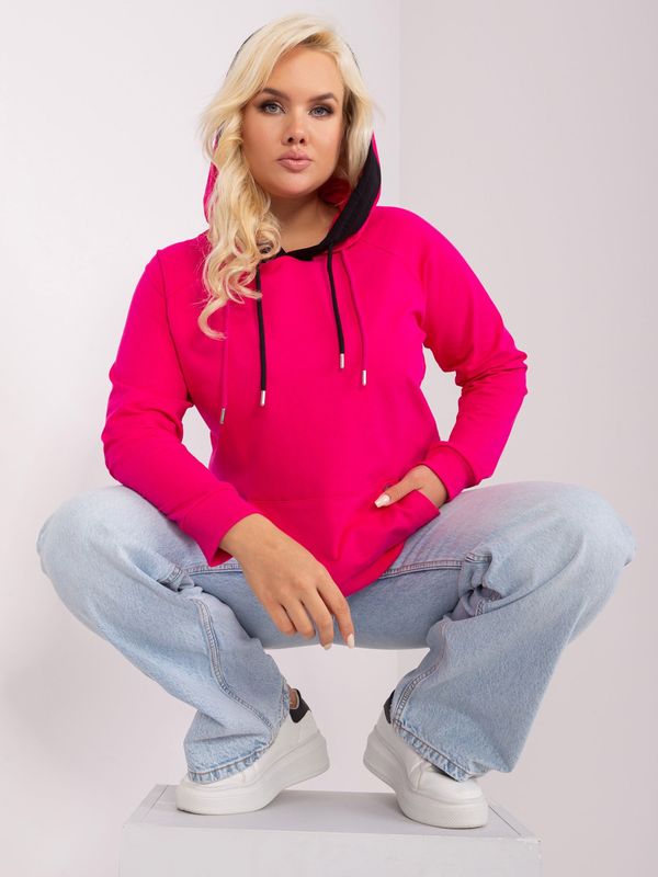 Fashionhunters Basic fuchsia-sized sweatshirt plus with pocket