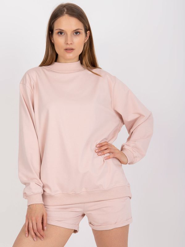 Fashionhunters Basic light pink cotton sweatshirt