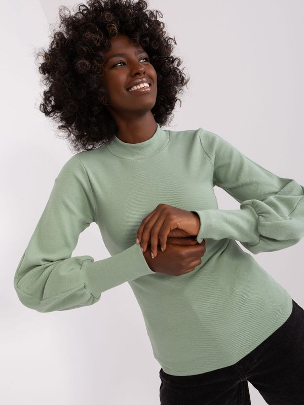 Fashionhunters Basic pistachio ribbed blouse from RUE PARIS