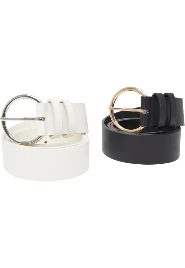 Urban Classics Basic PU Belt 2-Pack Cream + Black