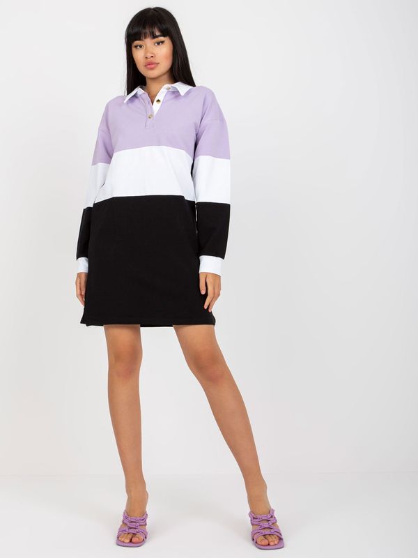 Fashionhunters Basic purple and black dress with RUE PARIS collar