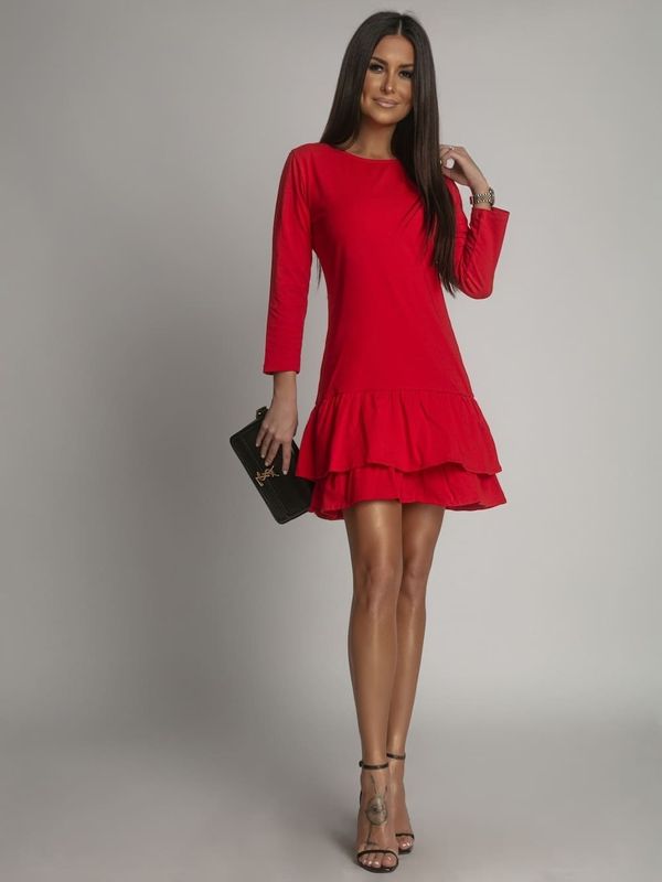 FASARDI Basic red dress with ruffles