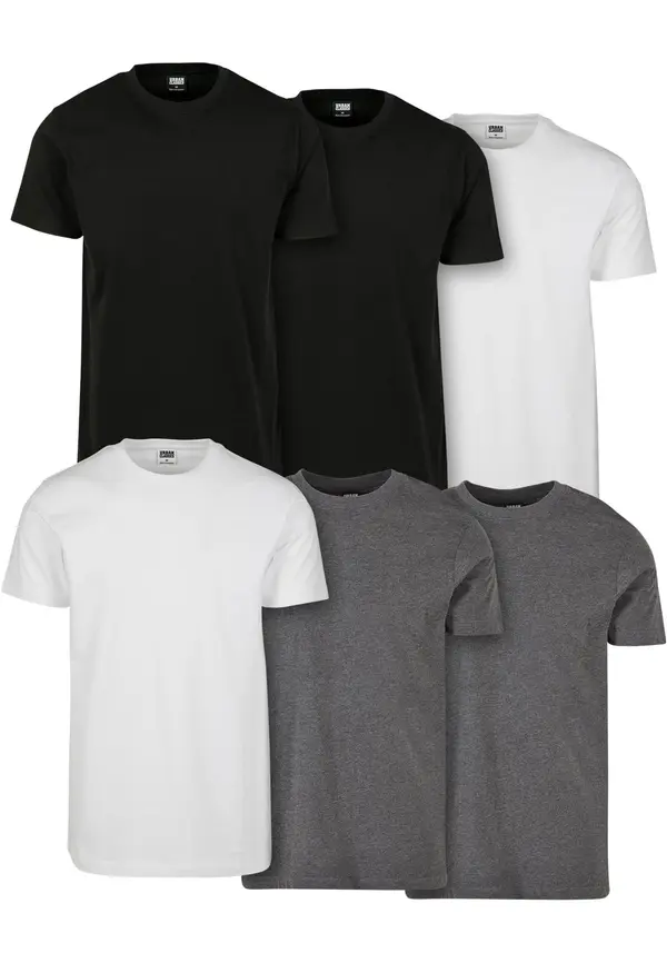 Urban Classics Basic T-shirt 6-pack blk/blk/wht/wht/chrcl/chrcl