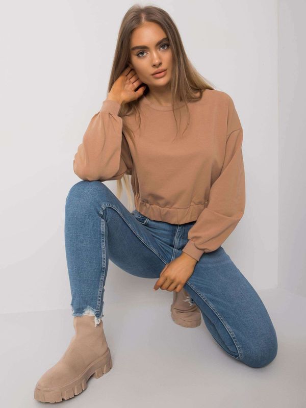 Fashionhunters Basic women's camel sweatshirt