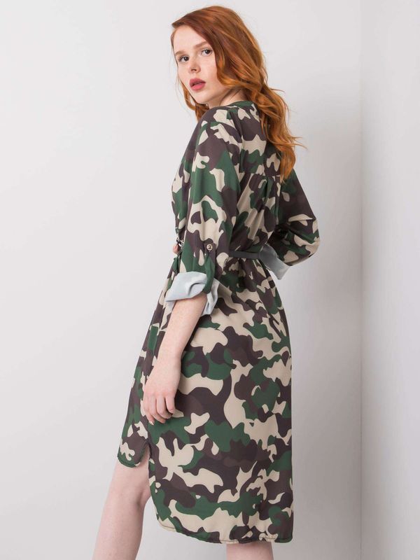 Fashionhunters Beige and brown camo dress by Blaise