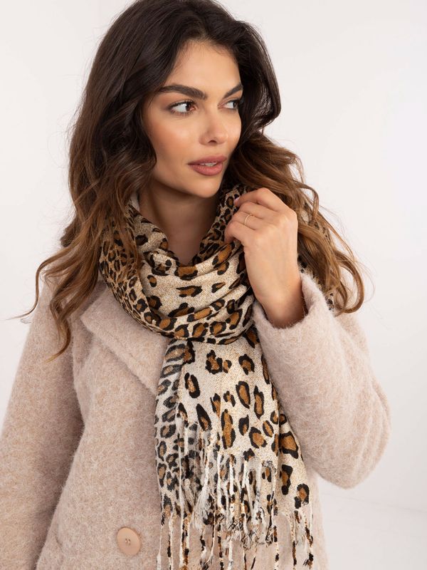 Fashionhunters Beige and brown women's scarf