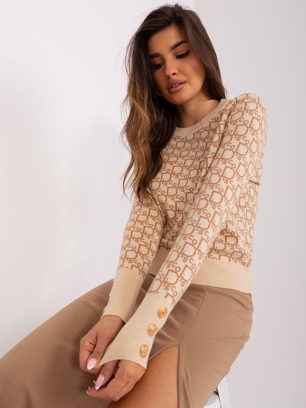 Fashionhunters Beige and camel classic women's sweater