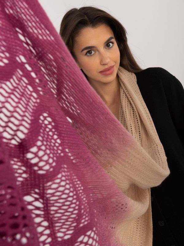 Fashionhunters Beige and navy pink scarf with ombré effect