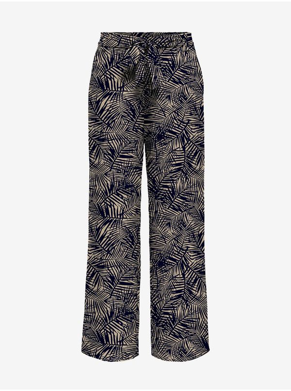 Only Beige-blue women's patterned wide trousers ONLY Nova - Women