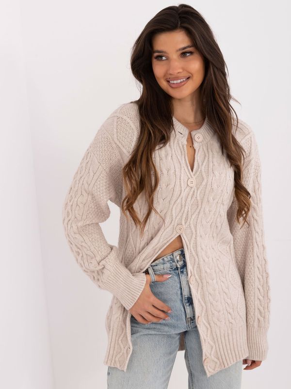 Fashionhunters Beige cardigan with button closure