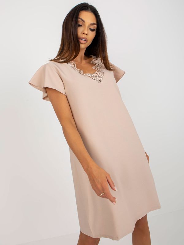 Fashionhunters Beige cocktail dress RUE PARIS