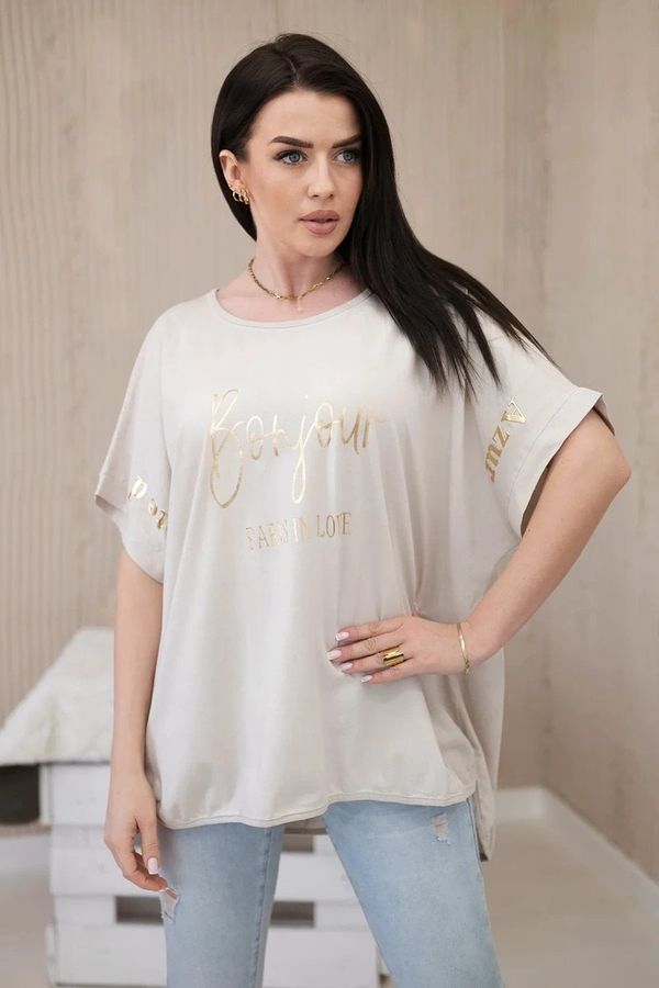 Kesi Beige cotton blouse plus size