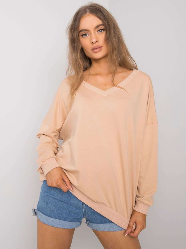 Fashionhunters Beige cotton sweatshirt