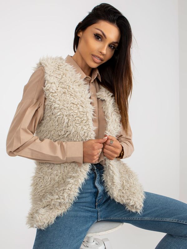 Fashionhunters Beige fur vest with lining Sybille