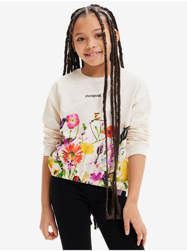 DESIGUAL Beige Girly Floral Sweatshirt Desigual Xenia - Girls