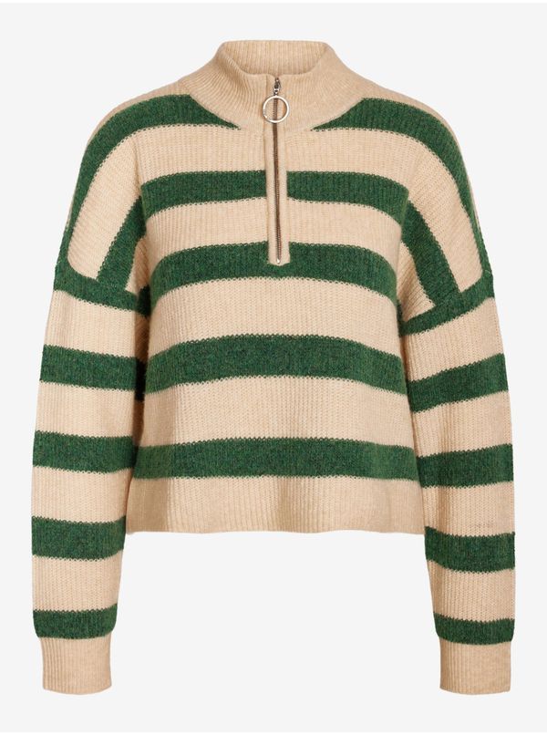 Noisy May Beige-Green Women's Striped Sweater Noisy May New Alice - Women