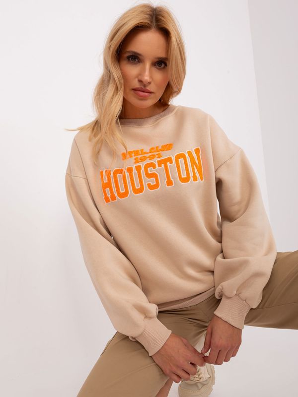 Fashionhunters Beige hooded sweatshirt with long sleeves