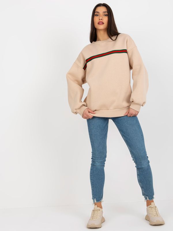 Fashionhunters Beige hoodie with belt