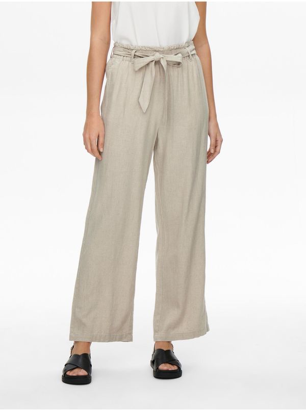 JDY Beige Ladies Linen Wide Trousers JDY Say - Women