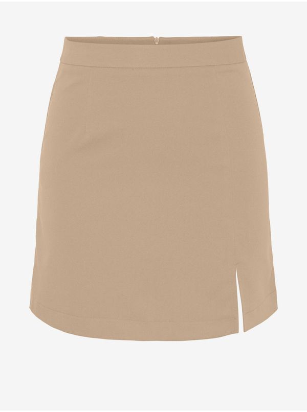 Pieces Beige Ladies Mini Skirt with Slit Pieces Thelma - Women