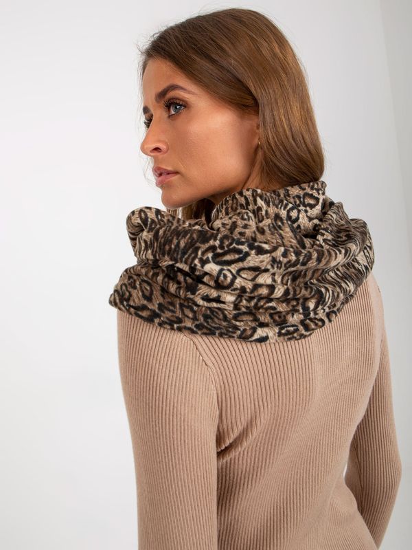 Fashionhunters Beige lady's chimney scarf with spots