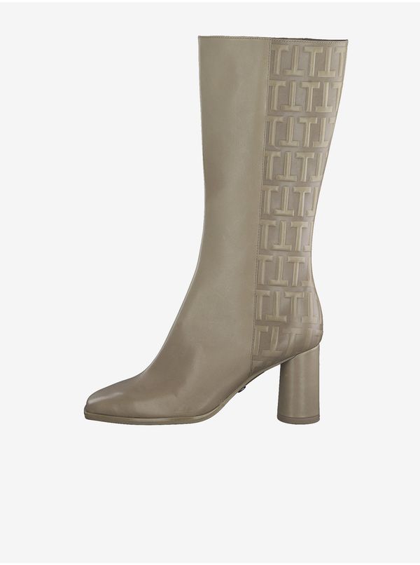 Tamaris Beige leather boots with heels from Tamaris