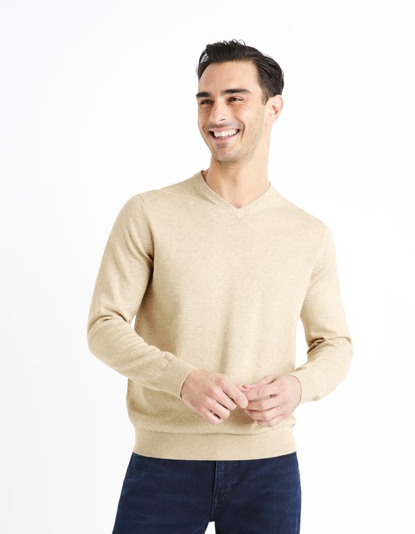 Celio Beige men's basic sweater Celio Decotonv