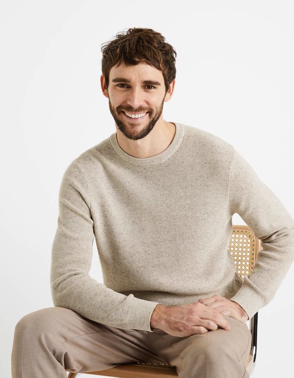 Celio Beige men's basic sweater Celio Degrain