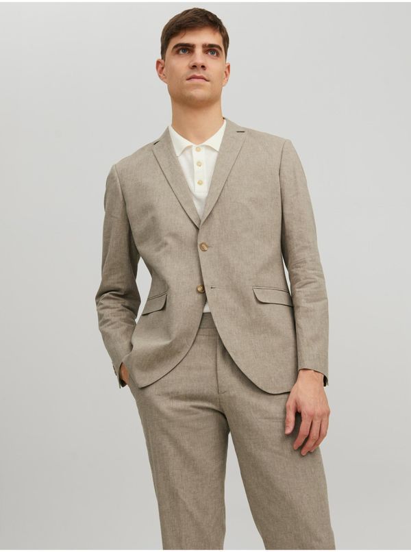 Jack & Jones Beige men's blazer with linen blend Jack & Jones Riviera - Men's