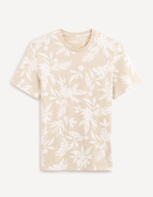 Celio Beige men's floral T-shirt Celio