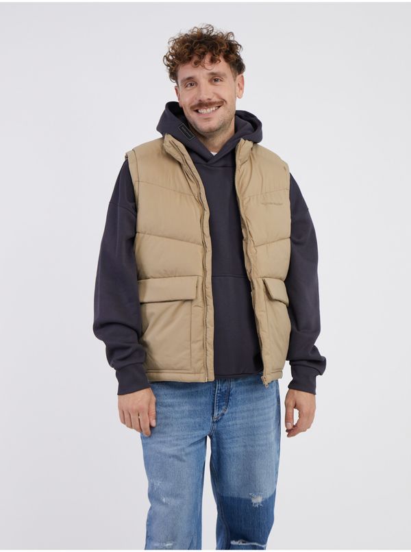 Jack & Jones Beige Men's Quilted Vest Jack & Jones Vester - Mens