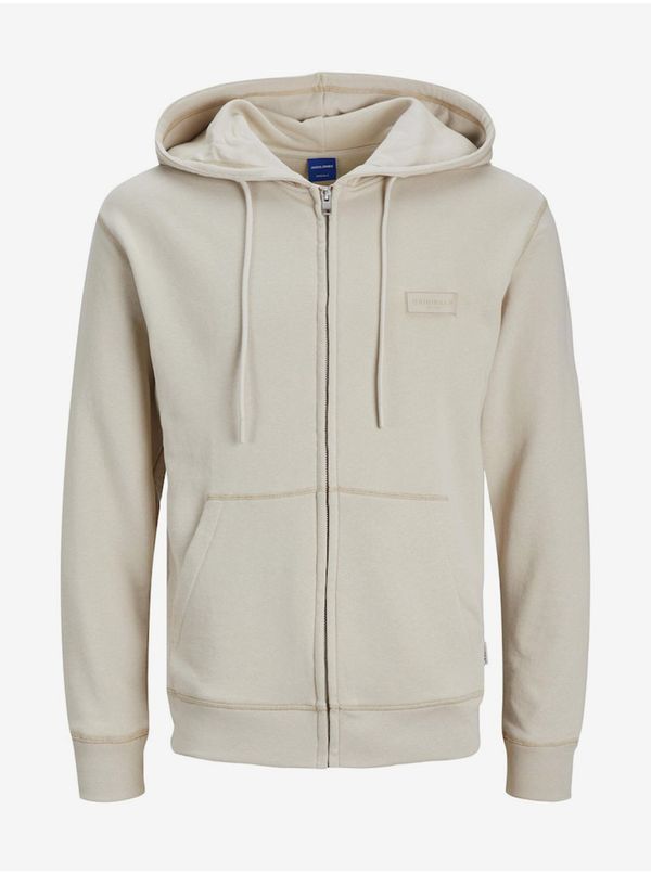 Jack & Jones Beige Men's Zipper Hoodie Jack & Jones Faded - Men's