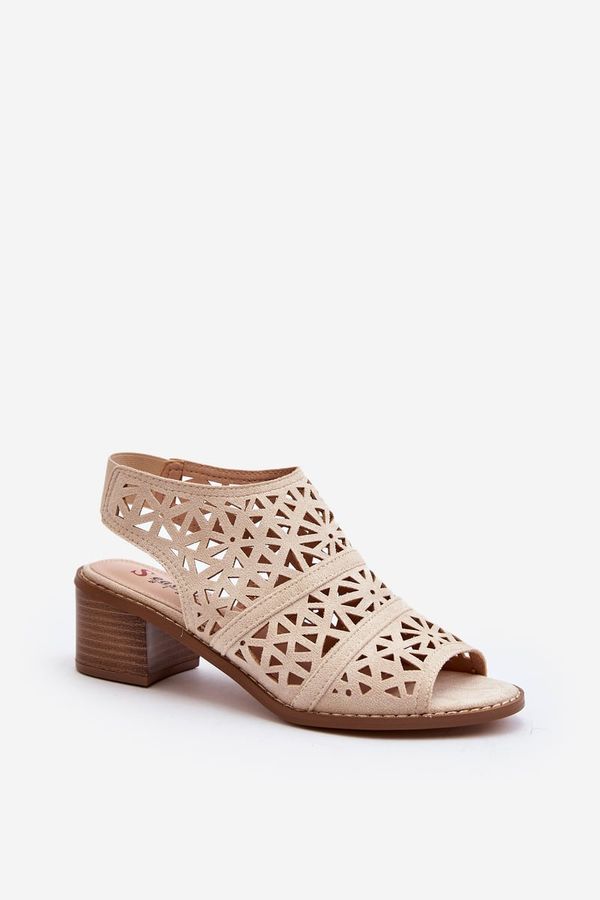 Kesi Beige openwork high-heeled sandals Serapina