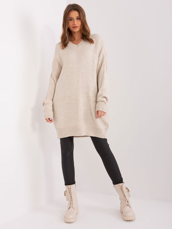 Fashionhunters Beige oversize knitted dress from RUE PARIS