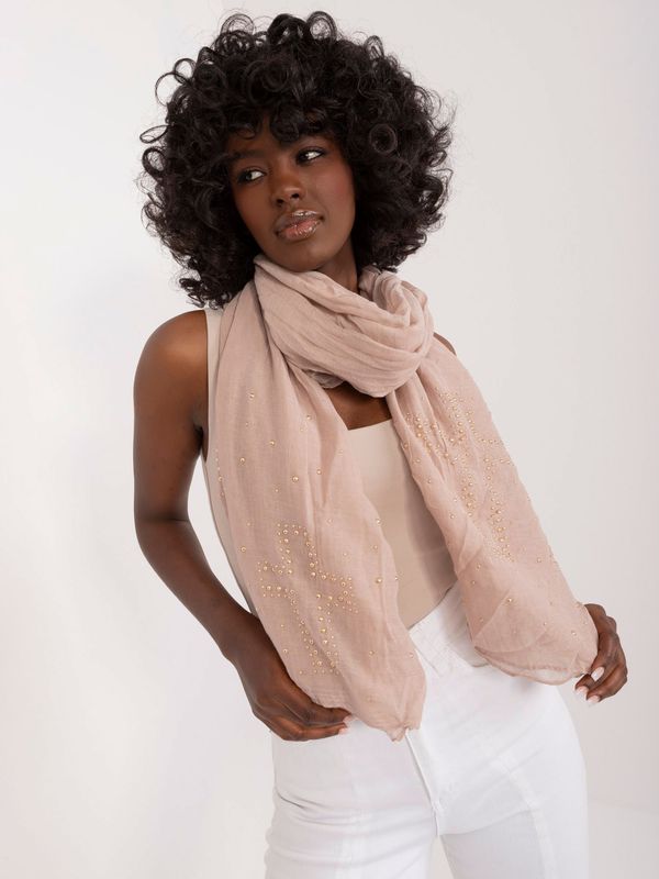 Fashionhunters Beige ruffle scarf with appliqué