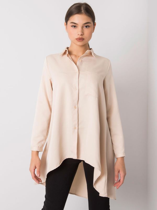 Fashionhunters Beige shirt with longer back