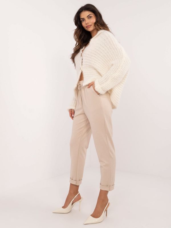 Fashionhunters Beige straight trousers