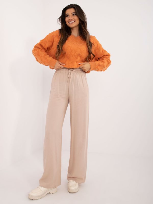 Fashionhunters Beige straight viscose trousers