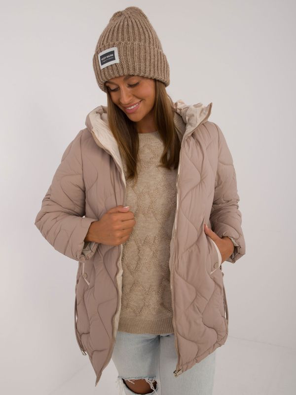 Fashionhunters Beige transitional jacket with pockets