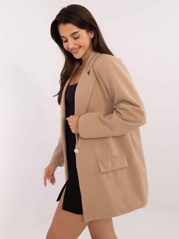 Fashionhunters Beige women's blazer with lining